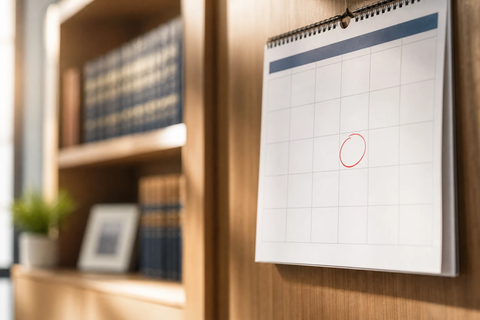 Wall calendar with a date circled representing the 20-day deadline to object to a relocation petition in Florida