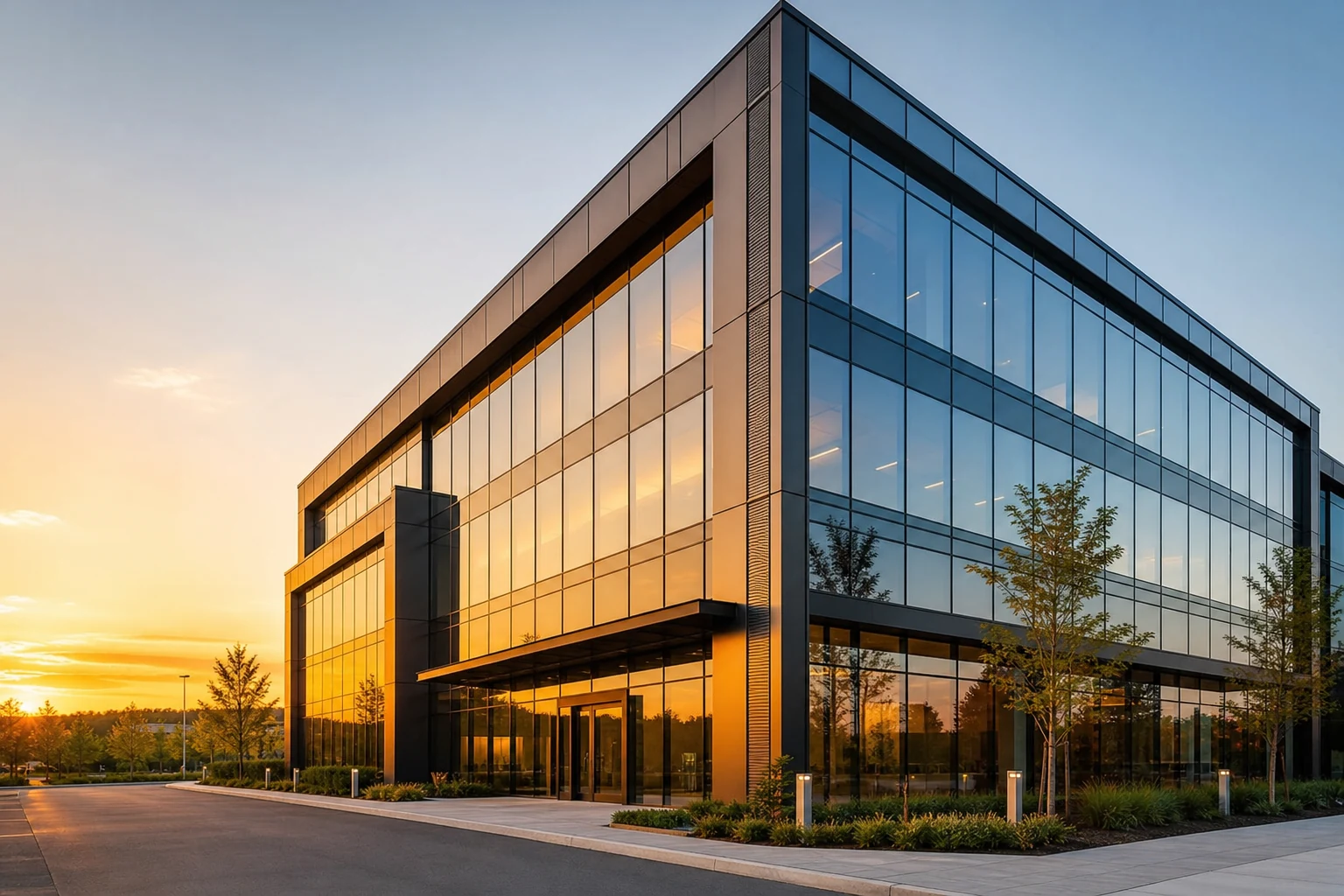 Moderno edificio de oficinas en Florida que representa un negocio protegido por un acuerdo postnupcial