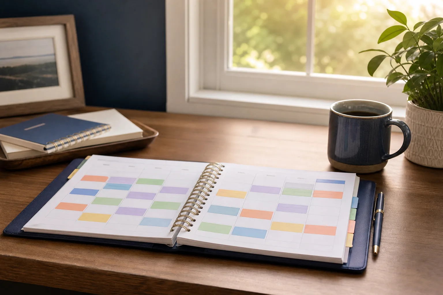 Color-coded co-parenting calendar representing a Florida time-sharing schedule for unmarried parents after establishing paternity
